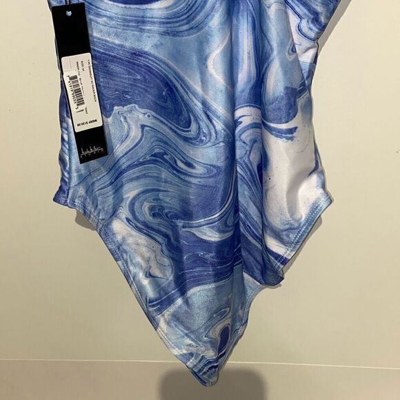 Nicole Miller Studio Women's Blue Racerback One Piece Swimsuit Size Medium NWT - Picture 9 of 10